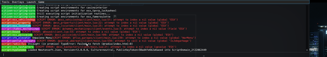 Script Error: [esx]/client/main.lua attempt to index a nil value ...