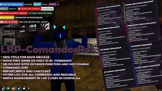[ESX][PAID] LRP-ComandosRol | Commands for roleplay  and custom style for each message Thumbnail