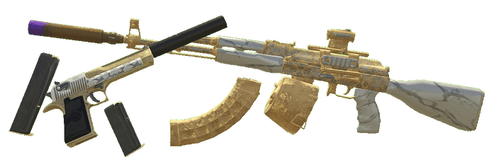 Add-On AK47 & Desert Eagle Etched Golden Thumbnail