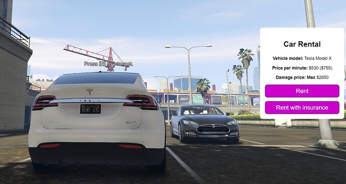 [ESX] [Paid] UI Car Rental - Rent your cars like never before! Thumbnail