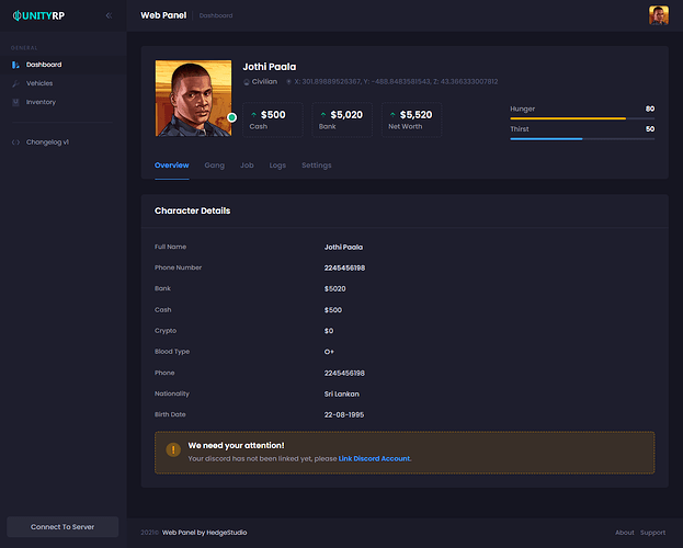 User Control Panel (UCP) - a modern dashboard for your players thumbnail 4