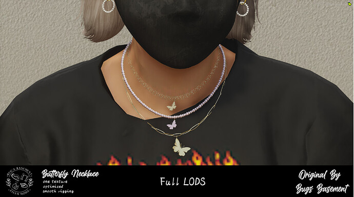Butterfly Layered Necklace [PAID] [ADDON] [CLOTHING] Thumbnail
