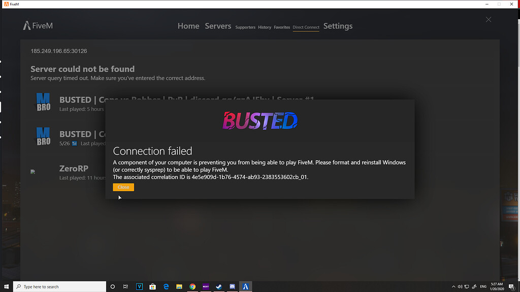 I CAN't play windows error - FiveM Client Support - Cfx.re Community