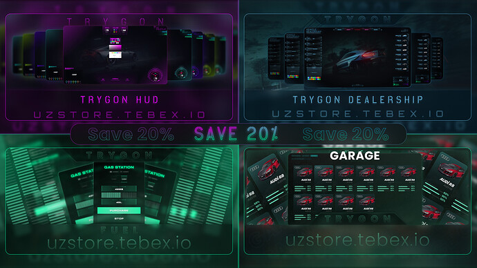 [QBCore - ESX] Trygon All In One - Hud | Garage | Fuel | Car Shop Thumbnail
