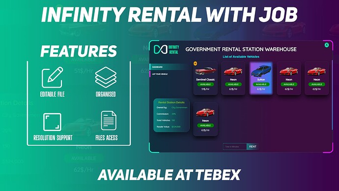 QBCORE - Anaglyph Rental with Job Thumbnail