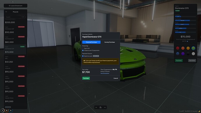[QB/Qbox/ESX] JG Dealerships - Self service or player owned, display vehicles, financing, test drives and more! thumbnail 3
