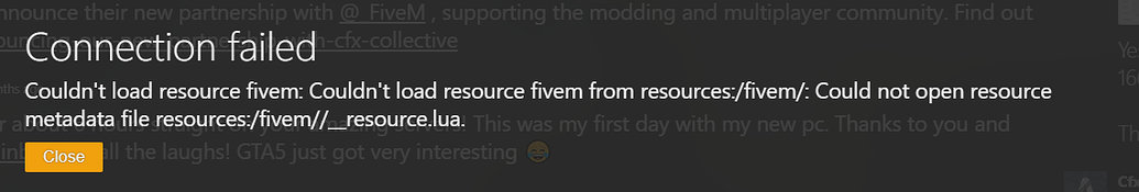Couldn't load resource fivem - Discussion - Cfx.re Community