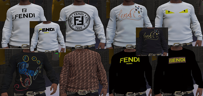[REALEASE][PAID] Best Designer Fendi Male Clothing Pack (10 T-Shirts) (10 Crew Neck Sweaters) HD [OPTIMISATION] thumbnail 3