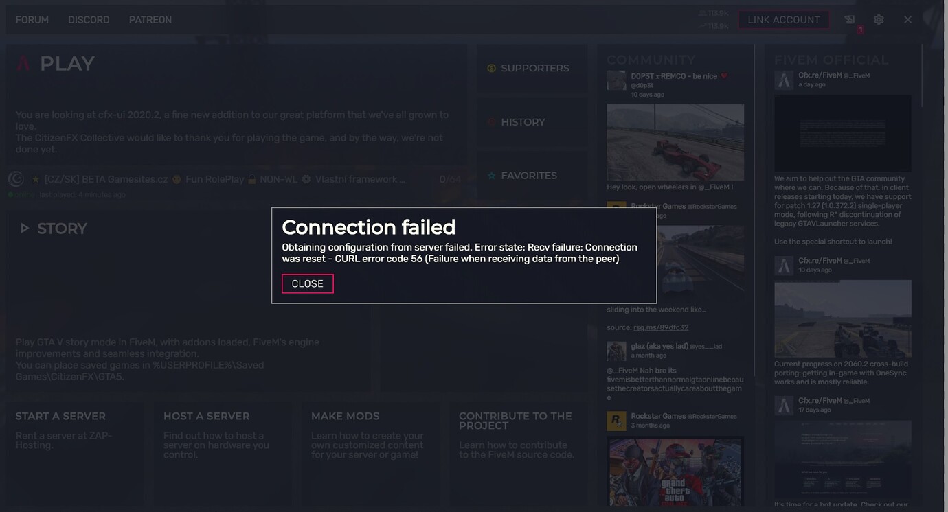 Code 56 error - FiveM Client Support - Cfx.re Community