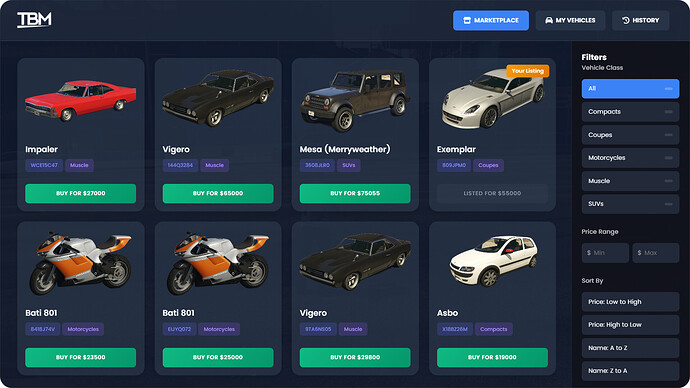 [PAID] [ESX/QB/QBX] Vehicle Marketplace | Modern Vehicle Trading System thumbnail 2