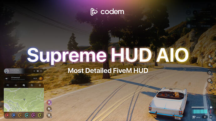 Codem Supreme HUD AIO — All-In-One  FiveM HUD | 6 Speedometers | FLIR Camera | Stress | Nitro | Vehicle Mods thumbnail 2
