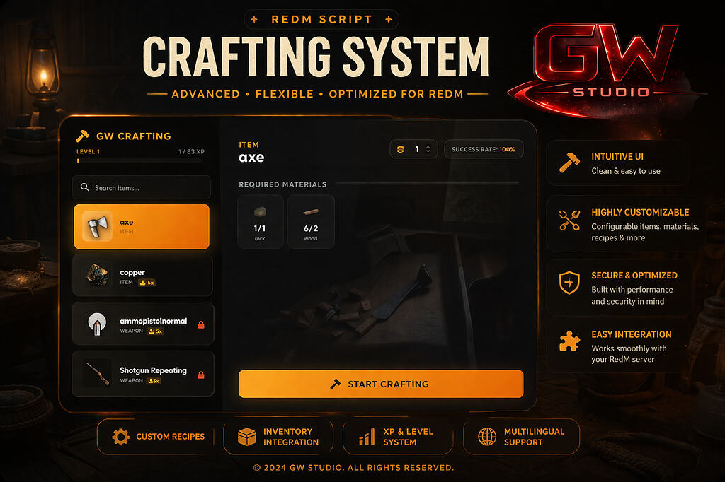 GW STUDIO | Advanced Crafting redm script - RedM Releases - Cfx.re ...