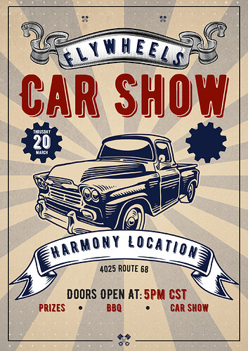 Beige Red And Blue Vintage Simple Classic Car Show Event Poster