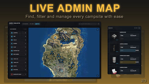 FiveM Camping Script - LIVE ADMIN MAP - Find, filter and manage every campsite with ease