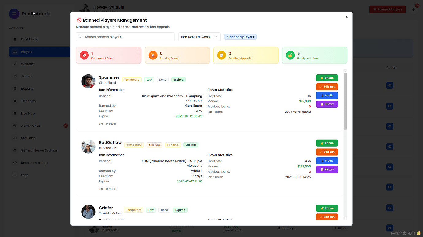 Premium Admin Menu & Report, Whitelist, Livemap & more | CAS - RedM ...