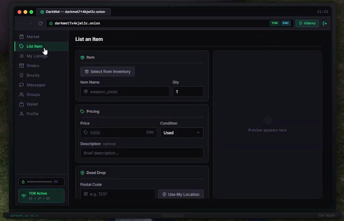 Goonsquad DarkMet | Advanced Dark Web System | Criminal Marketplace for RP Interactions | 7