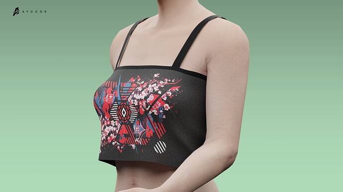 Japanese Inspired Crop Top (MP Female) Thumbnail