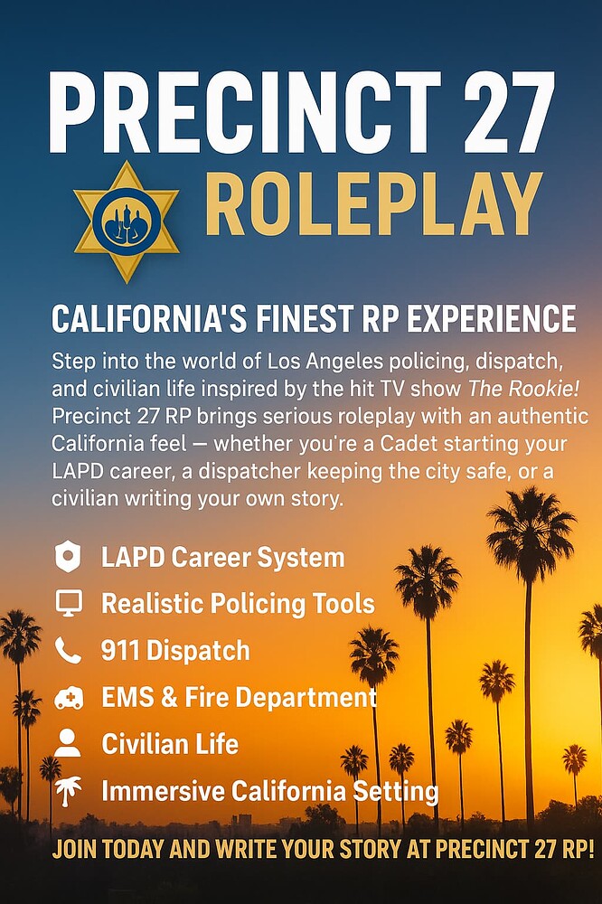 📢 Precinct 27 RP | California-Based FiveM Roleplay | The Rookie ...