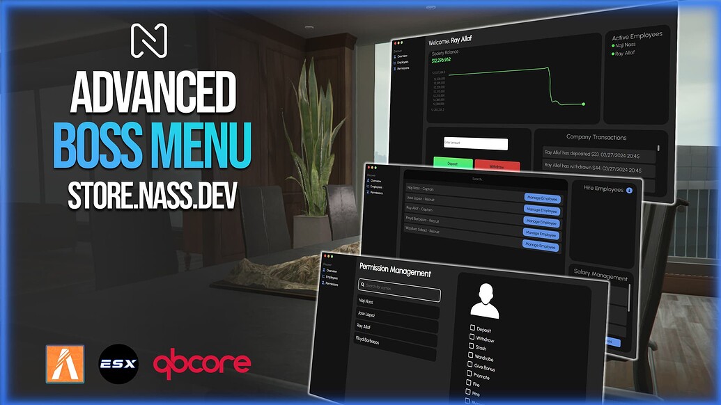 [ESX/QBCORE/QBOX] Nass Advanced Boss Menu - FiveM Releases - Cfx Forum