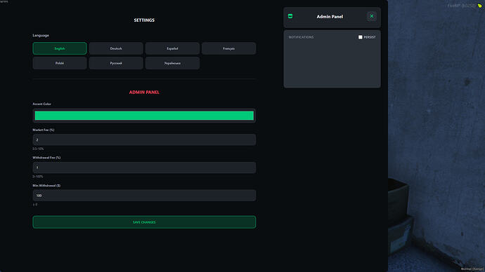 Settings – 7 languages