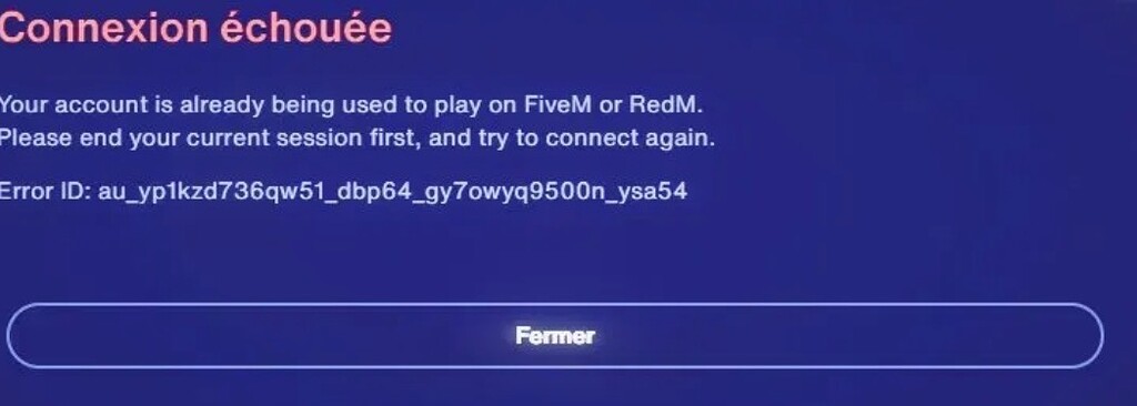 Session stuck - account already in use error - FiveM Client Support ...
