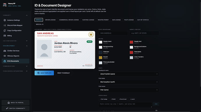 Fig. 25: Admin settings for IDs and documentation