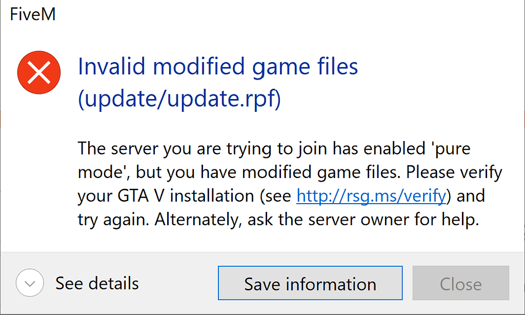 PureMode error - FiveM Client Support - Cfx Forum