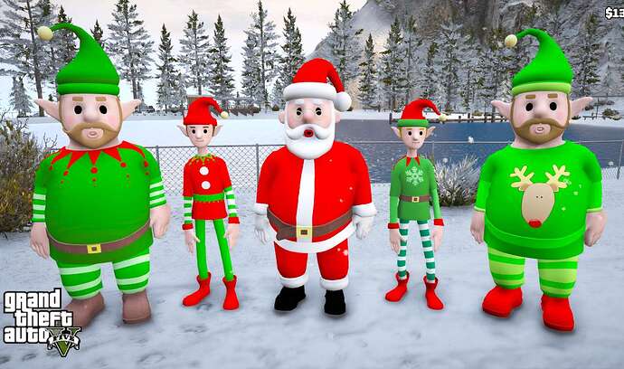 GTA-5-Christmas-Ped-Mods-Pack-for-FiveMSingleplayer-1-Santa-4-Elfs-1
