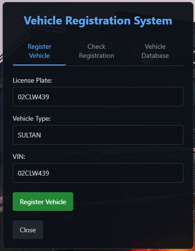 Register Vehicle Showcase