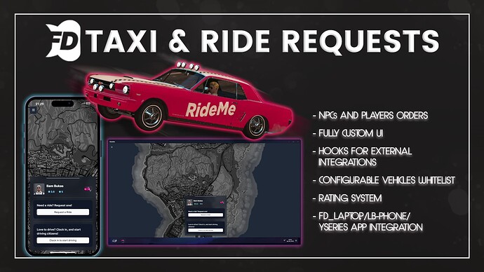 [Paid] [LBPhone/YSeries App] Taxi Job & Ride requests Thumbnail