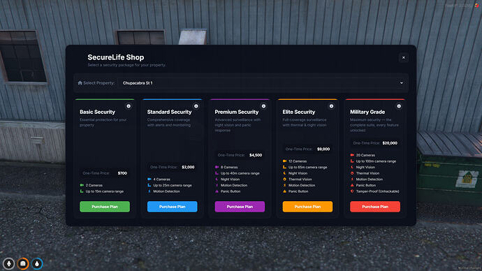 In-world store — 5 security tiers