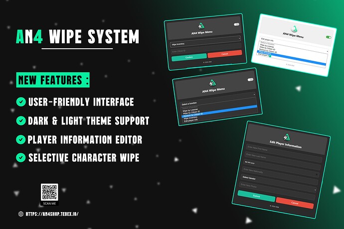 AN4 WIPE SYSTEM ''WIPE , RESTORE , EDIT PLAYER '' QBCore , ESX and QBOX Thumbnail