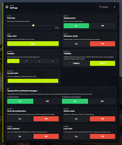 Mizu Interface - Advanced Settings + Admin Settings
