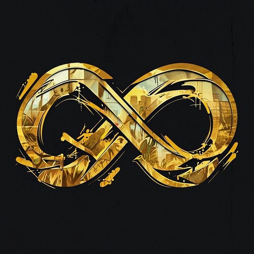 Graffiti Style Golden Infinity Symbol Against Black Background