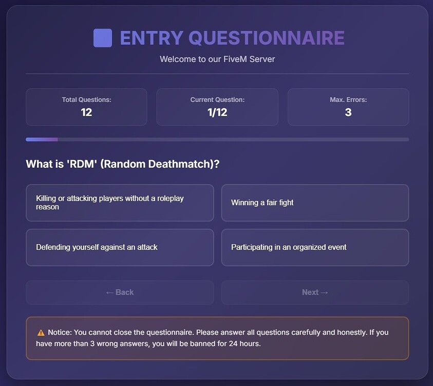 [ESX] Entry Questionnaire System – Advanced Roleplay Protection - FiveM ...
