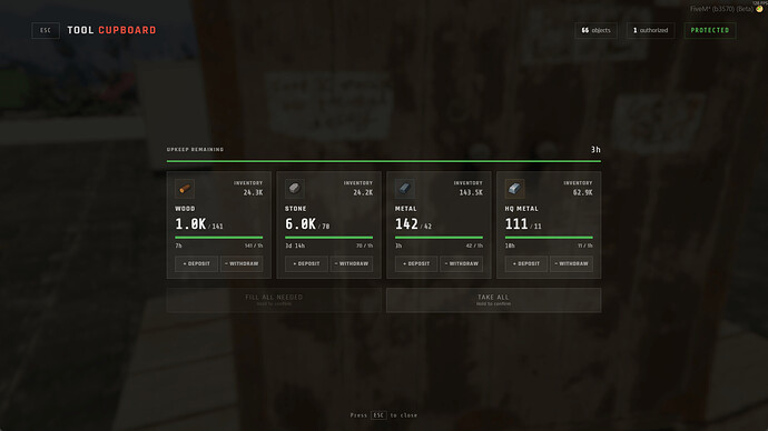 Tool Cupboard UI
