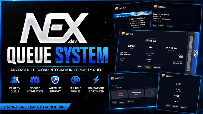 [免费] NEX Queue – 适用于 FiveM 的高级 Discord 队列系统 [独立版]