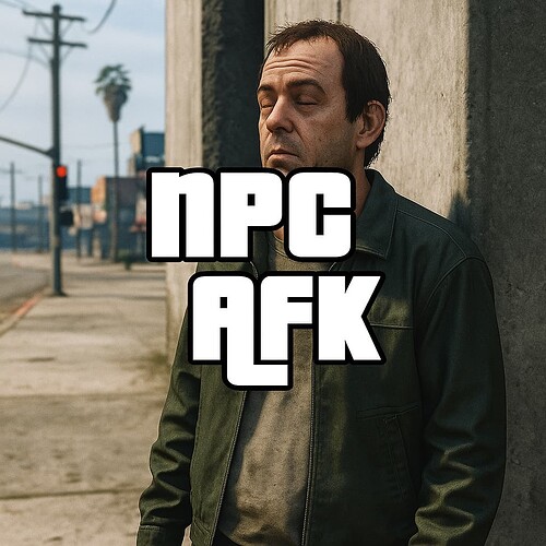 Create a GTA-themed image for a FiveM release with the main text NPC AFK.