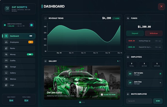 BOSS MENU AND MANAGEMENT WITH ADMIN PANEL [QBCore / ESX / QBOX] - FiveM ...