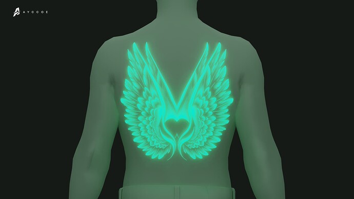 Glowing Wings Back Tattoo (MP Male) thumbnail 3