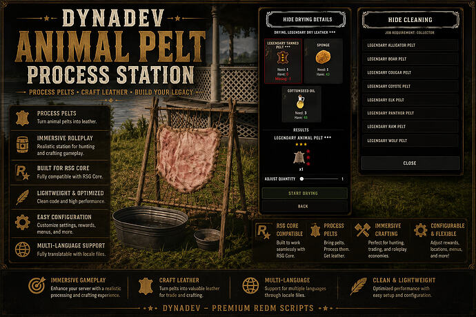 [PAID] DynaDev Animal Pelt Process Station | RSG Core | Hunting ...