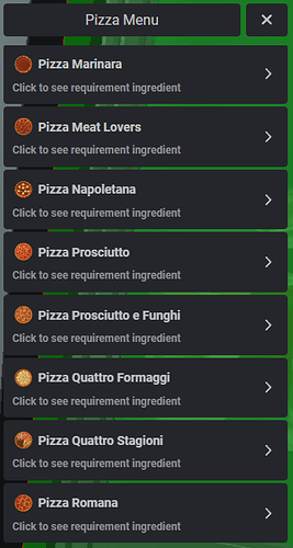 Pizza Menu