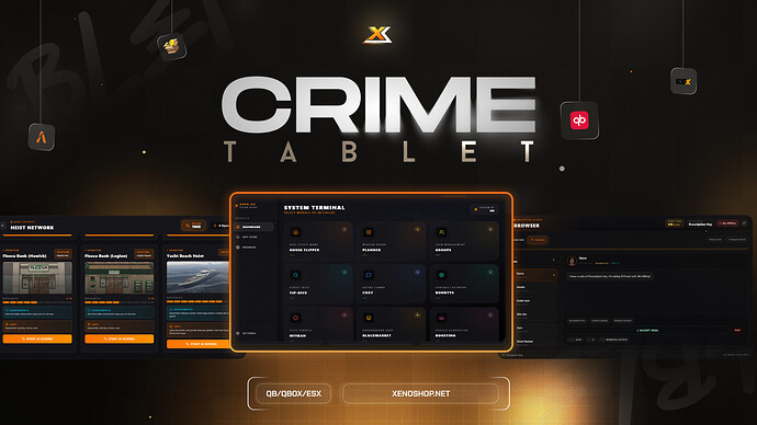 [QBCore/ESX/Qbox] Xeno Crime Tablet | Heist | Boosting | Robbery | BlackMarket | Darknet System Thumbnail