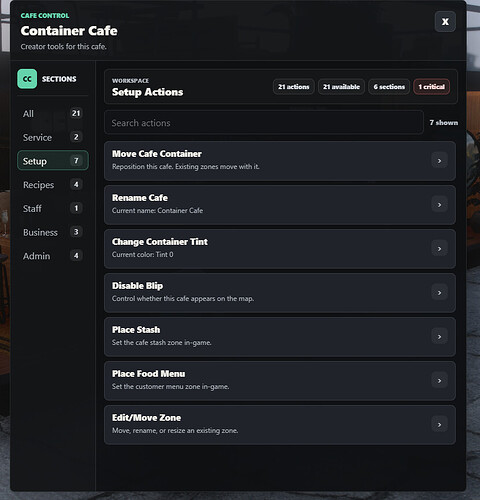 Setup Panel