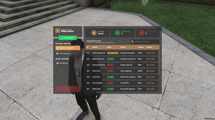 fivem society billing script