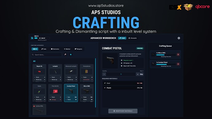 [QB/ESX/QBX] Crafting & Dismantling Script Thumbnail