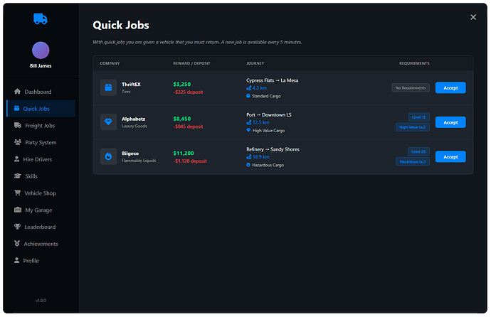 [PAID] Ultimate Trucker Simulator - FiveM Script | ESX & QBCore | Party System + NPC Drivers thumbnail 12