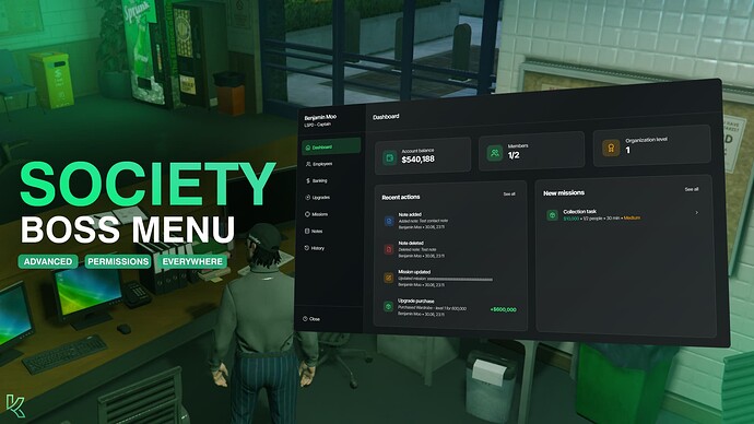 ⭐ Advanced system of society Boss & Gang Menu main image