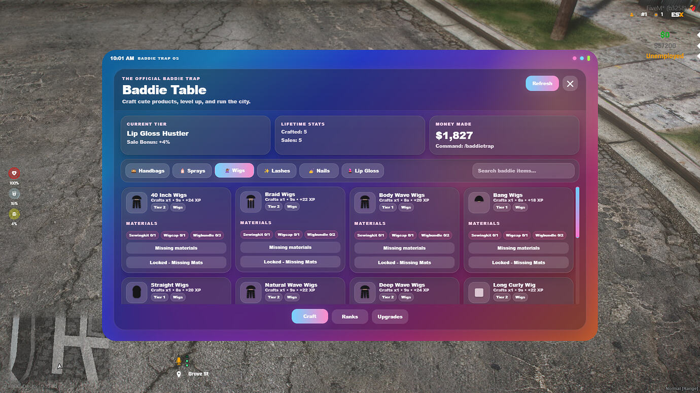 Baddie Trap Tier System - Wigs, Lip Gloss, Bags & More [ESX,QB.QBOX ...