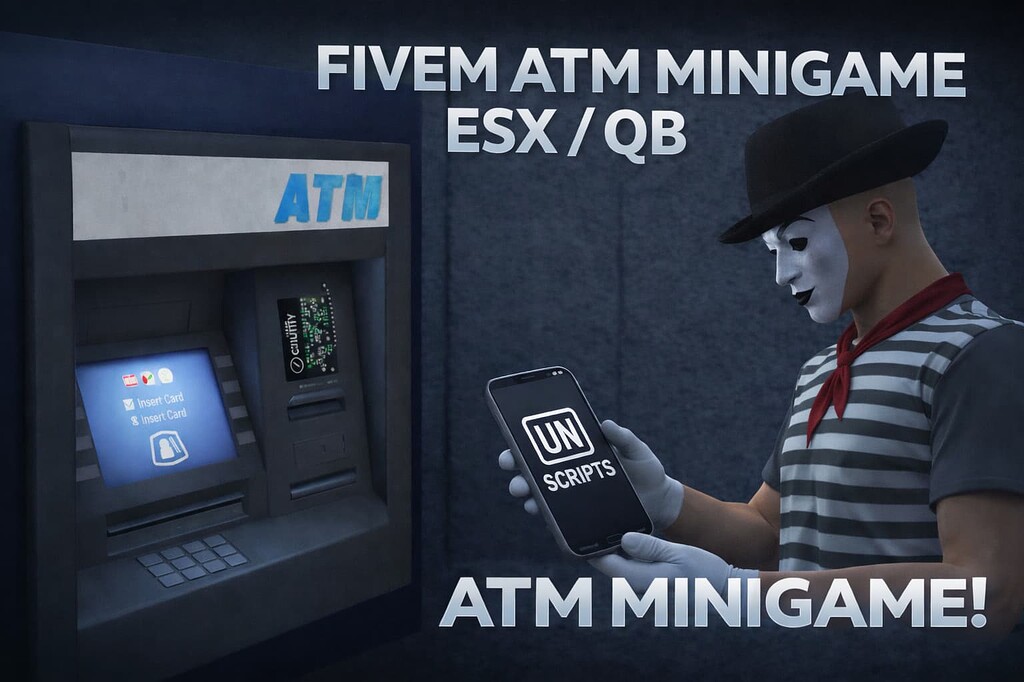 #[发布]联合国ATM抢劫| ESX/QBCore |多个小游戏|可配置-FiveM插件网